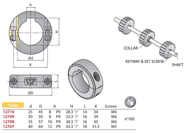 SYSTEM PLAST - Split Shafting Collars for Shaft with Keyway 1